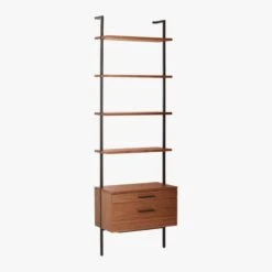 Helix 96" Walnut Bookcase With 2 Drawers 14 Helix 96" Walnut Bookcase With 2 Drawers -Nesto Store HelixTallShlf2DrwWalnut3QS20