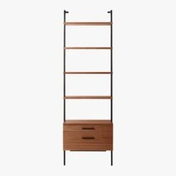 Helix 96" Walnut Bookcase With 2 Drawers 13 Helix 96" Walnut Bookcase With 2 Drawers -Nesto Store HelixTallShlf2DrwWalnutSOS20