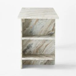 Hera Torrento Brown Marble Desk With Shelves -Nesto Store HeraMarbleDeskSDSSF21
