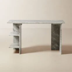 Hera Torrento Brown Marble Desk With Shelves -Nesto Store HeraMarbleDeskSHF21