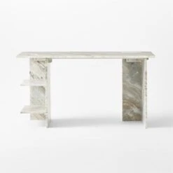 Hera Torrento Brown Marble Desk With Shelves -Nesto Store HeraMarbleDeskSOSSF21