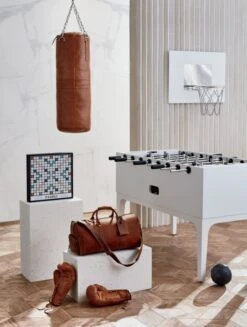 Leather Head Small Black Leather Basketball -Nesto Store HeritageTanLeatherPunchingOC19