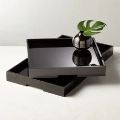 High Gloss Black Rectangle Tray -Nesto Store HiGlossBlackTrayGroupFHS20