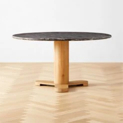 Hirsch Black Round Marble Dining Table