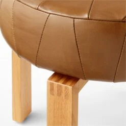 Humboldt Brown Leather Upholstered Stool -Nesto Store HumboldtLeatherStoolAVSSS22