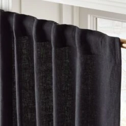 Heavyweight Black Linen Window Curtain Panel 48''x84'' -Nesto Store HvywtBlkLnn96CurtainPnlAV2SHS23