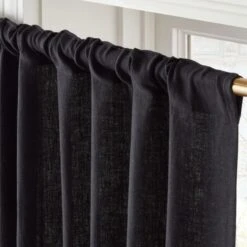 Heavyweight Black Linen Window Curtain Panel 48''x84'' -Nesto Store HvywtBlkLnn96CurtainPnlAVSHS23