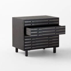 Inline Black Oak Wood 4-Drawer File Cabinet With Blackened Steel Handles -Nesto Store InlineBlkFilingCabinet3QAVSSF23