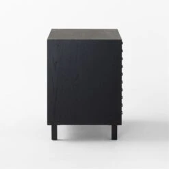 Inline Black Oak Wood 4-Drawer File Cabinet With Blackened Steel Handles -Nesto Store InlineBlkFilingCabinetSDSSF23