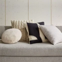 Harlee Round Ivory White Throw Pillow 16" 13 Harlee Round Ivory White Throw Pillow 16" -Nesto Store IvoryTxtrdPillowArrngmntPCF21 1x1