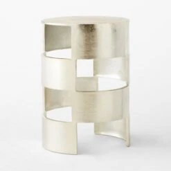 Jalousie Round Silver Cast Aluminum Side Table -Nesto Store JalousieAlmnRndSideTbl3QSSF23