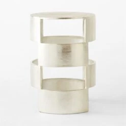 Jalousie Round Silver Cast Aluminum Side Table -Nesto Store JalousieAlmnRndSideTblSDSSF23