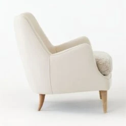 Jed Linen And Shearling Chair With Natural Legs -Nesto Store JedChairLinenShearlingSDSSS21