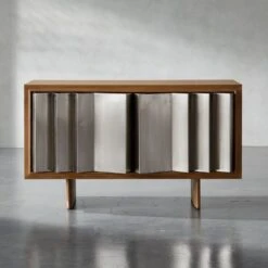 Kibo Steel And Oak Wood Media Console 42.5''