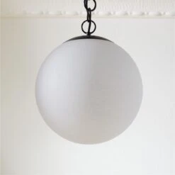 Moon Globe Pendant Light With Black Chain 14"