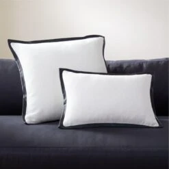 Tuxedo White Linen Throw Pillow With Feather-Down Insert 20" -Nesto Store KMTuxedoPillowGroupFHS21