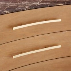 Kingsbury Tall 4-Drawer Curved Oak Wood Dresser With Marble Top -Nesto Store KingsburyCrvdMrblChestAVSSF22