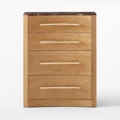 Kingsbury Tall 4-Drawer Curved Oak Wood Dresser With Marble Top -Nesto Store KingsburyCrvdMrblChestSOSSF22