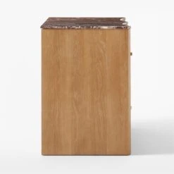 Kingsbury Low 4-Drawer Curved Oak Wood Dresser With Marble Top -Nesto Store KingsburyCrvdMrblLwDrssrSDSSF22