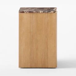 Kingsbury 2-Drawer Curved Oak Wood Nightstand With Marble Top -Nesto Store KingsburyCrvdMrblNghtstndSDSSF22