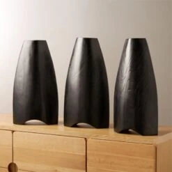 Kinsale Black Teak Wood Vase -Nesto Store KinsaleBlackTeakVaseAV2SHF23