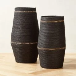 Korin Black Rattan Decorative Basket Small -Nesto Store KorinRttnBkTallBasketGroupFHF23