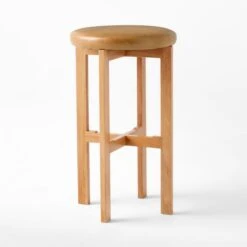 La Piedra Backless Brown Leather Bar Stool Set Of 2 -Nesto Store LaPiedraBklsLthrBarStl3QSSS22