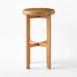 La Piedra Backless Brown Leather Bar Stool Set Of 2 -Nesto Store LaPiedraBklsLthrBarStlSOSSS22