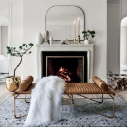 Liquid Hammered Brass Storage Basket Large -Nesto Store LaStrizzaSaddleLeatherBenchOC20 1x1 1