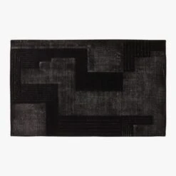 Larso Hand-Tufted Wool-Blend Black Area Rug 5'x8'