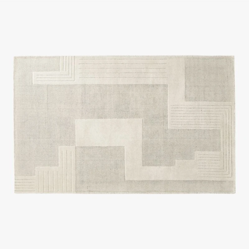 Larso Hand-Tufted Wool-Blend White Area Rug 5'x8' 3 Larso Hand-Tufted Wool-Blend White Area Rug 5'x8'