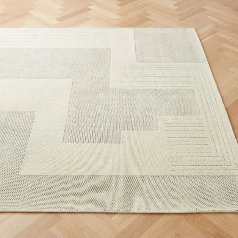 Larso Hand-Tufted Wool-Blend White Area Rug 5'x8' 4 Larso Hand-Tufted Wool-Blend White Area Rug 5'x8' - Image 2