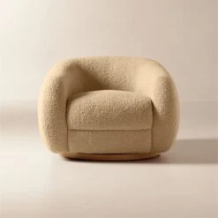 Laszlo Camel Brown Boucle Swivel Chair