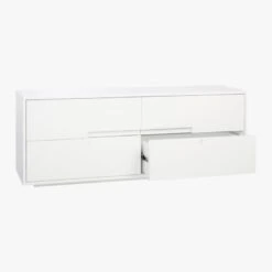 Latitude 4-Drawer High-Gloss White Lacquered Dresser -Nesto Store LatitudeLowDresserWhite3QAVF16
