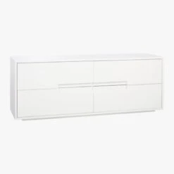 Latitude 4-Drawer High-Gloss White Lacquered Dresser -Nesto Store LatitudeLowDresserWhite3QF16