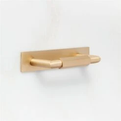 Lavau Brushed Brass Cabinet Handle With Backplate 3" -Nesto Store LavauHndlWBkpltBrhdBs3inAVSHF23