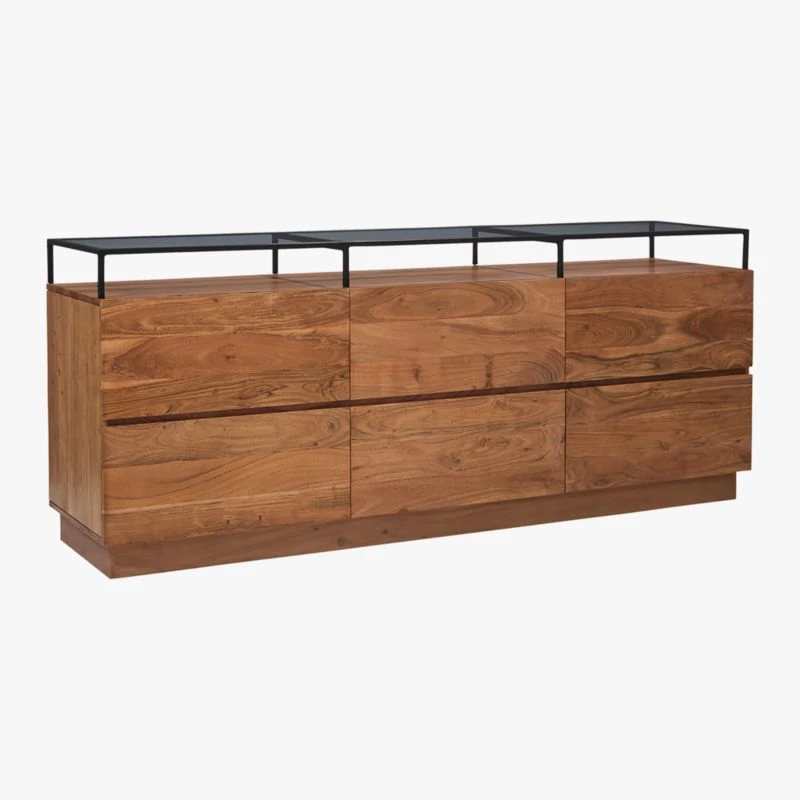 Lawson Low 6-Drawer Wood Dresser With Glass Top 6 Lawson Low 6-Drawer Wood Dresser With Glass Top - Image 4
