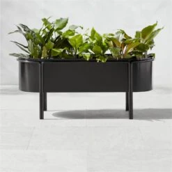 Lazo Black Stainless Steel Outdoor Raised Planter Low 10 Lazo Black Stainless Steel Outdoor Raised Planter Low -Nesto Store LazoBlkSS15PlanterAVSHS23