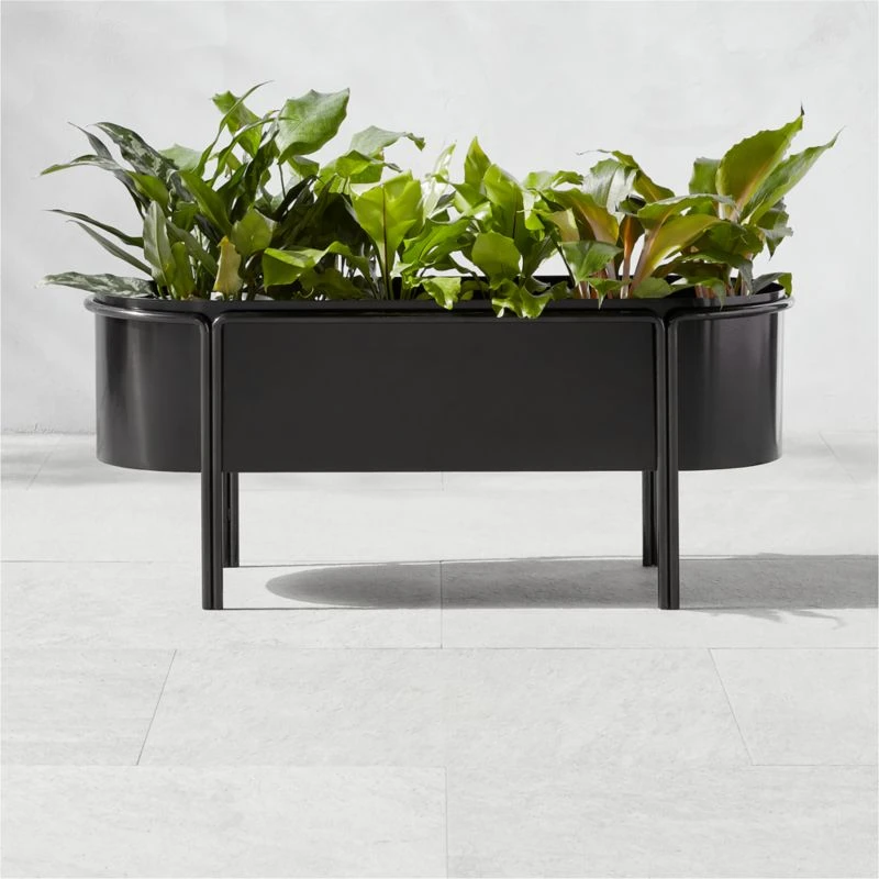Lazo Black Stainless Steel Outdoor Raised Planter Low 5 Lazo Black Stainless Steel Outdoor Raised Planter Low - Image 3