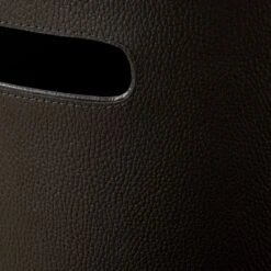 Black Leather Laundry Hamper -Nesto Store LeatherBlkIvoryHamperAV2SHS23