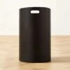 Black Leather Laundry Hamper -Nesto Store LeatherBlkIvoryHamperSHS23