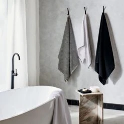 Brooks Ribbed Organic Cotton Black Bath Sheet Set -Nesto Store LenaBlackAndWhiteTowelsAG21 1x1