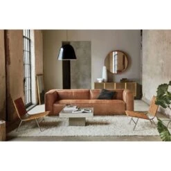 Lenyx Saddle Brown Leather Sofa -Nesto Store LenyxSaddleLeatherSofaCliqueSP19