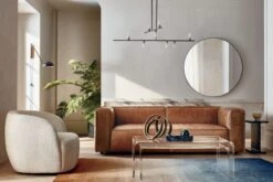 Infinity Black Round Wall Mirror 48" -Nesto Store LenyxSaddleLeatherSofaJN20 4