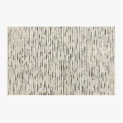 Levi Handknotted New Zealand Wool Black And Ivory Area Rug 5'x8'