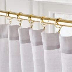 Polished Brass Curtain Rings With Clips Set Of 9 -Nesto Store LghtwghtWlLtGreyPnl96inAVSHF21