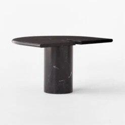 Liguria Rounded Black Marble Side Table With Black Marble Base -Nesto Store LiguriaBkTopBkBsTable3QBSSF22