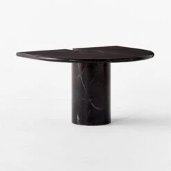 Liguria Rounded Black Marble Side Table With Black Marble Base -Nesto Store LiguriaBkTopBkBsTable3QSSF22