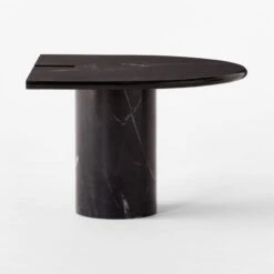Liguria Rounded Black Marble Side Table With Black Marble Base -Nesto Store LiguriaBkTopBkBsTableSDSSF22