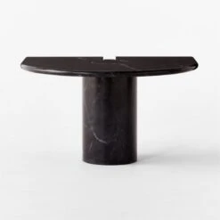 Liguria Rounded Black Marble Side Table With Black Marble Base -Nesto Store LiguriaBkTopBkBsTableSOSSF22